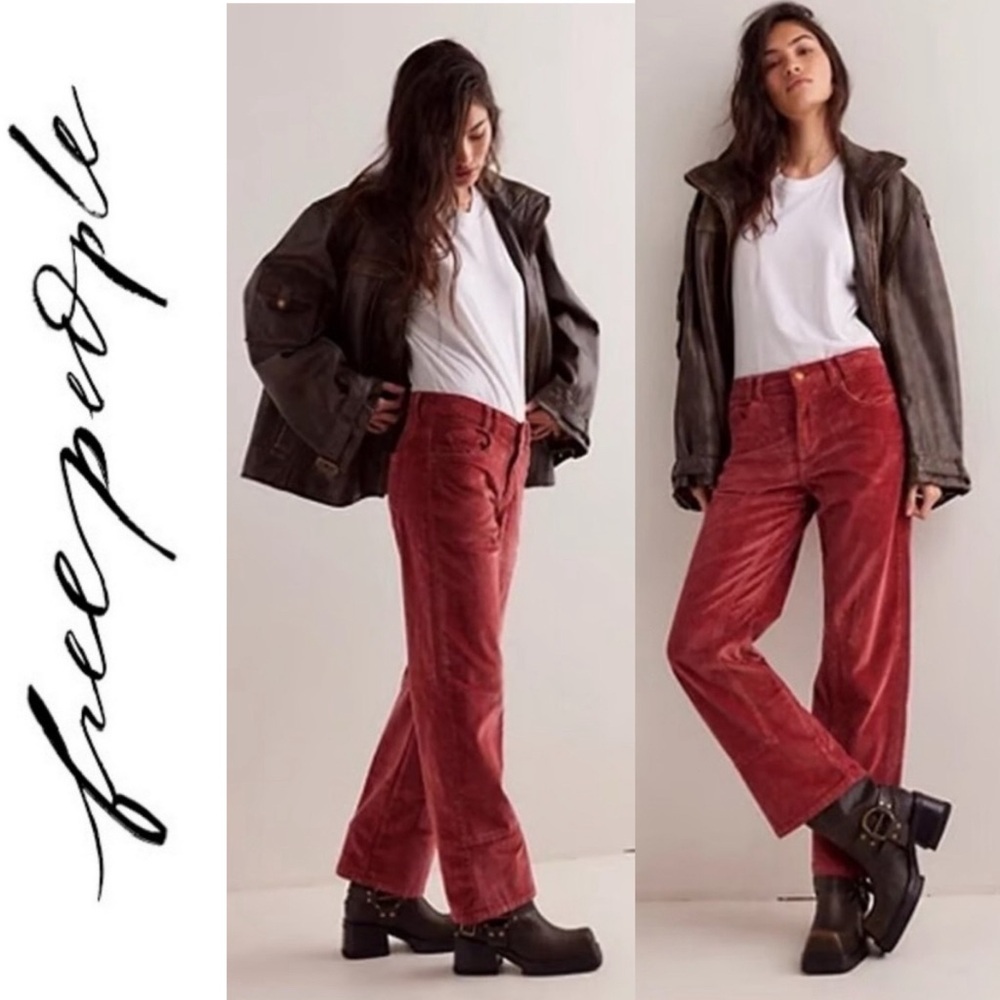 NEW FREE PEOPLE We The Free Risk Taker High Rise Cord Straight Leg 29 NWOT